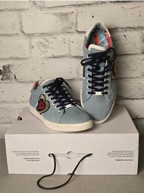 ALDO Denim Heart Patch Sneakers Mens US 10 Embroidered Low Top Shoes
